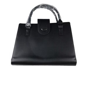 New Purse W/ File Organizer Bag 8" X 12" Black Faux Leather Lawyer Realtor Notar